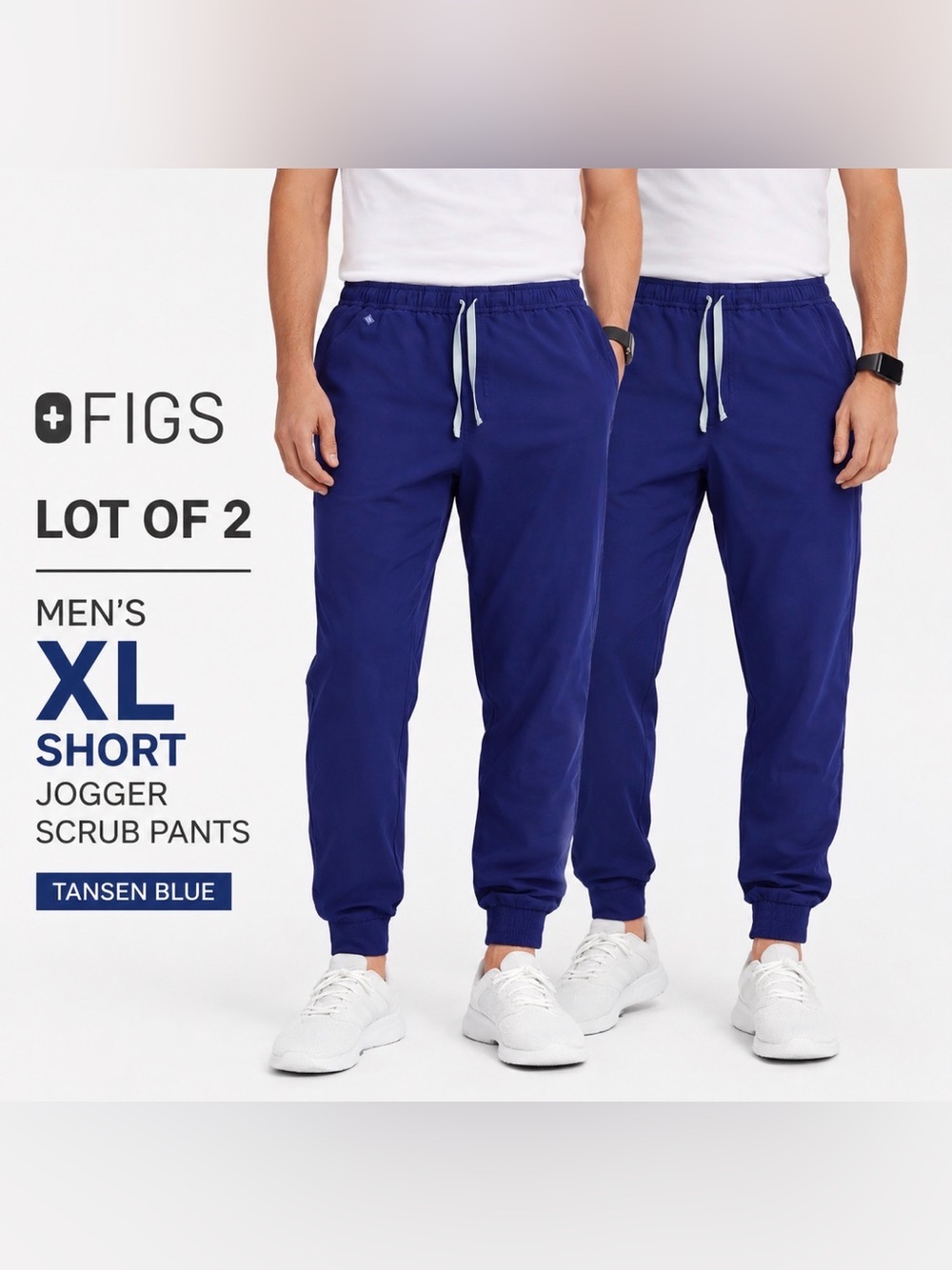 Figs Lot of 2 Mens XL Short Jogger Scrub Pants Blue Tansen Medical Uniform